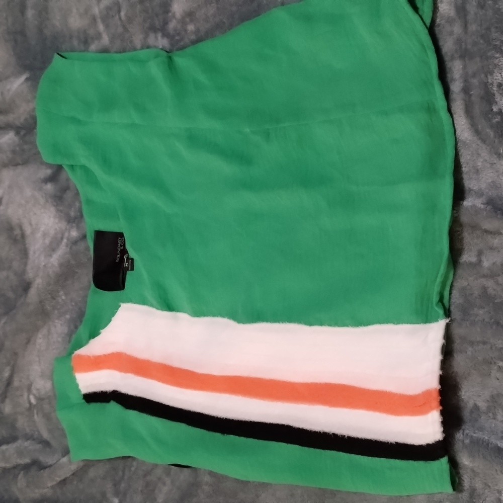 Green blouse with stripes sz M by Boundary &Co
